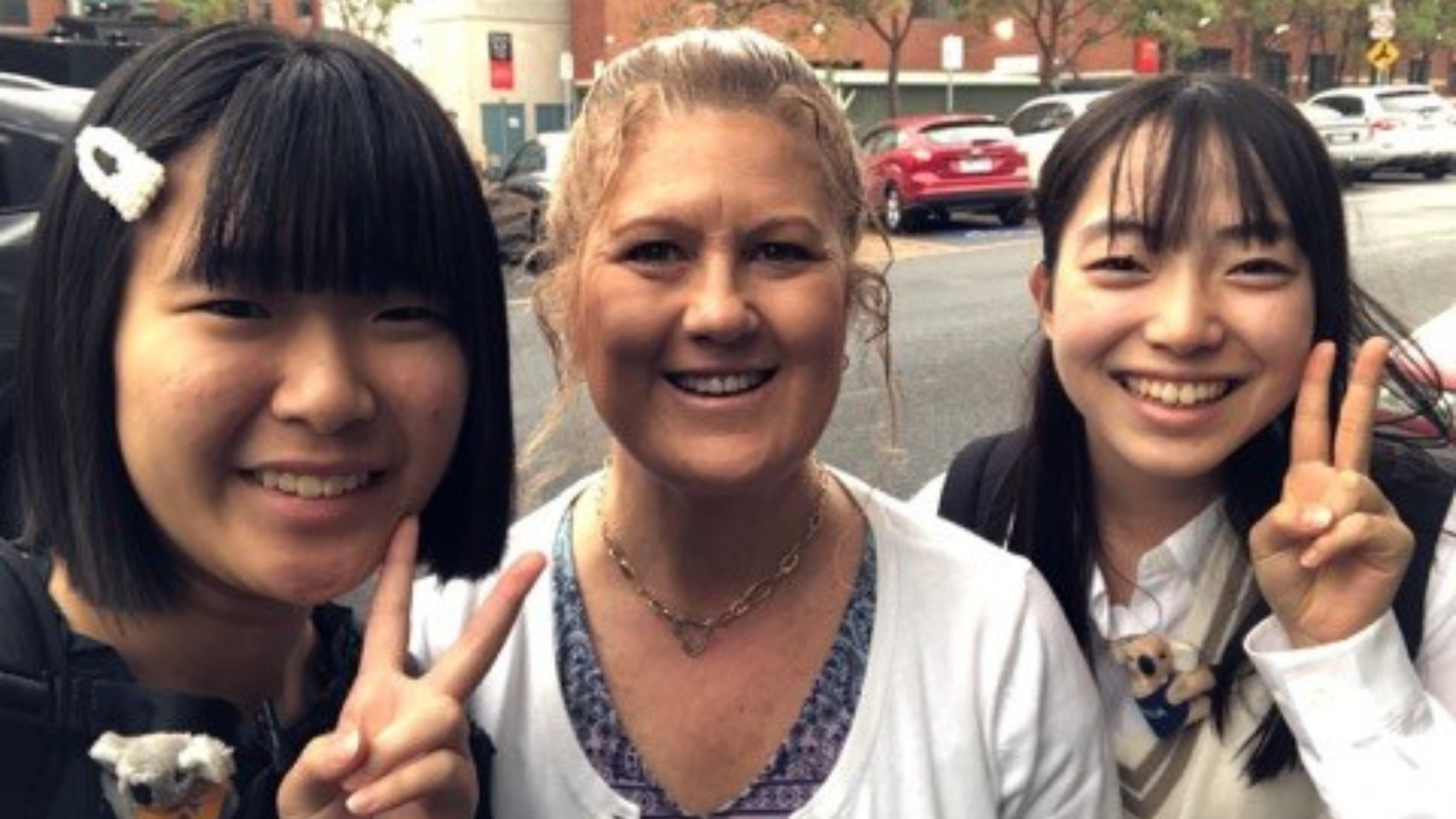 Two Homestay Students With Their AHN Homestay Host